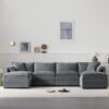 Modular Sectional With Deep And Wide Seat, U Shaped Cloud Couch Set With Double Cushions 6 Seat Sofa With Movable Ottomans Oversized - Dark Gray - Image 6