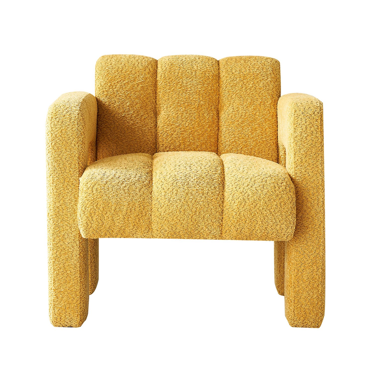 31.10" Wide Boucle Upholstered Accent Chair - Yellow - Image 4