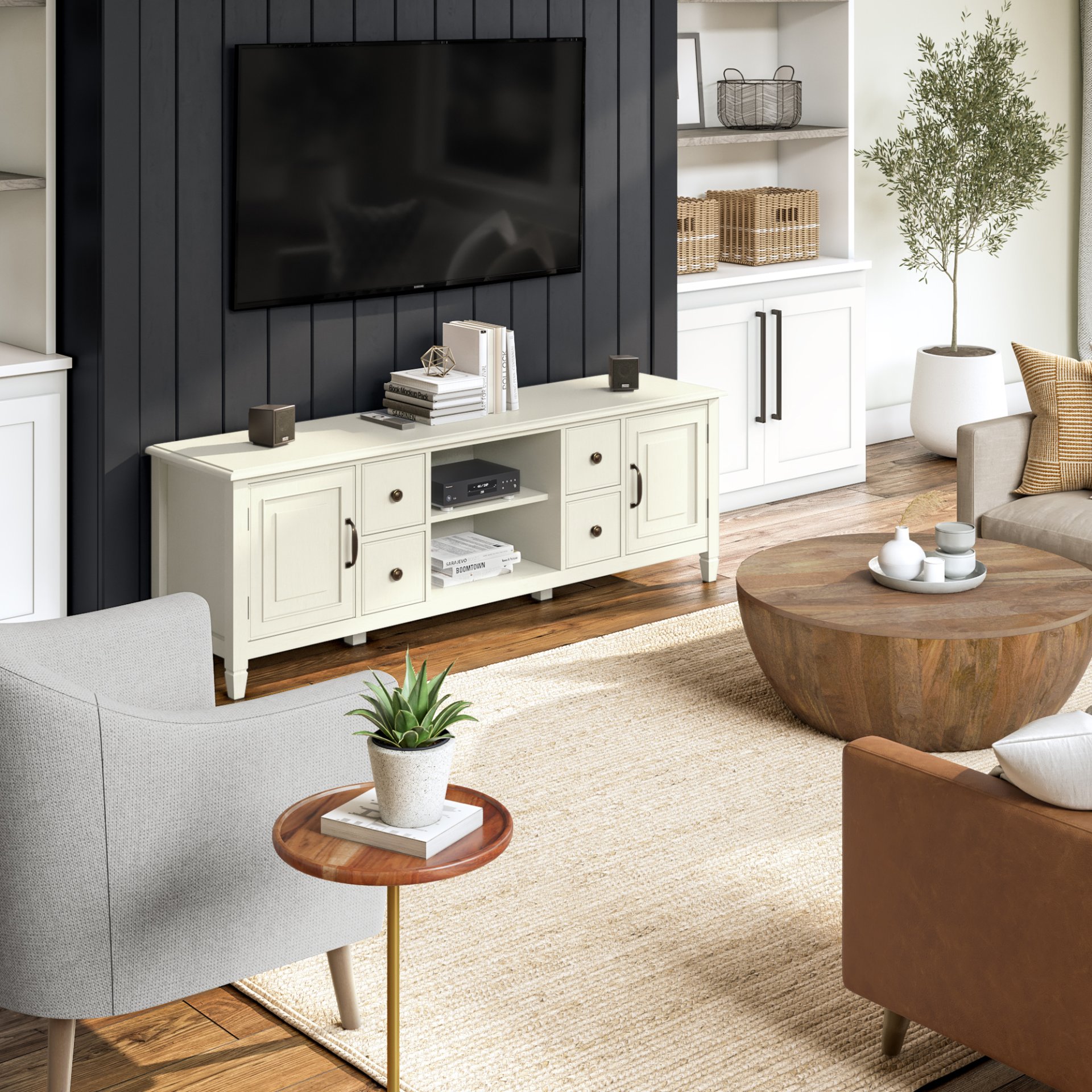 Connaught - Wide TV Stand - Antique White - Image 10