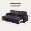 Lexi - Vegan Leather Modern Reversible Sleeper Sectional Sofa With Storage Chaise - Black - Image 13