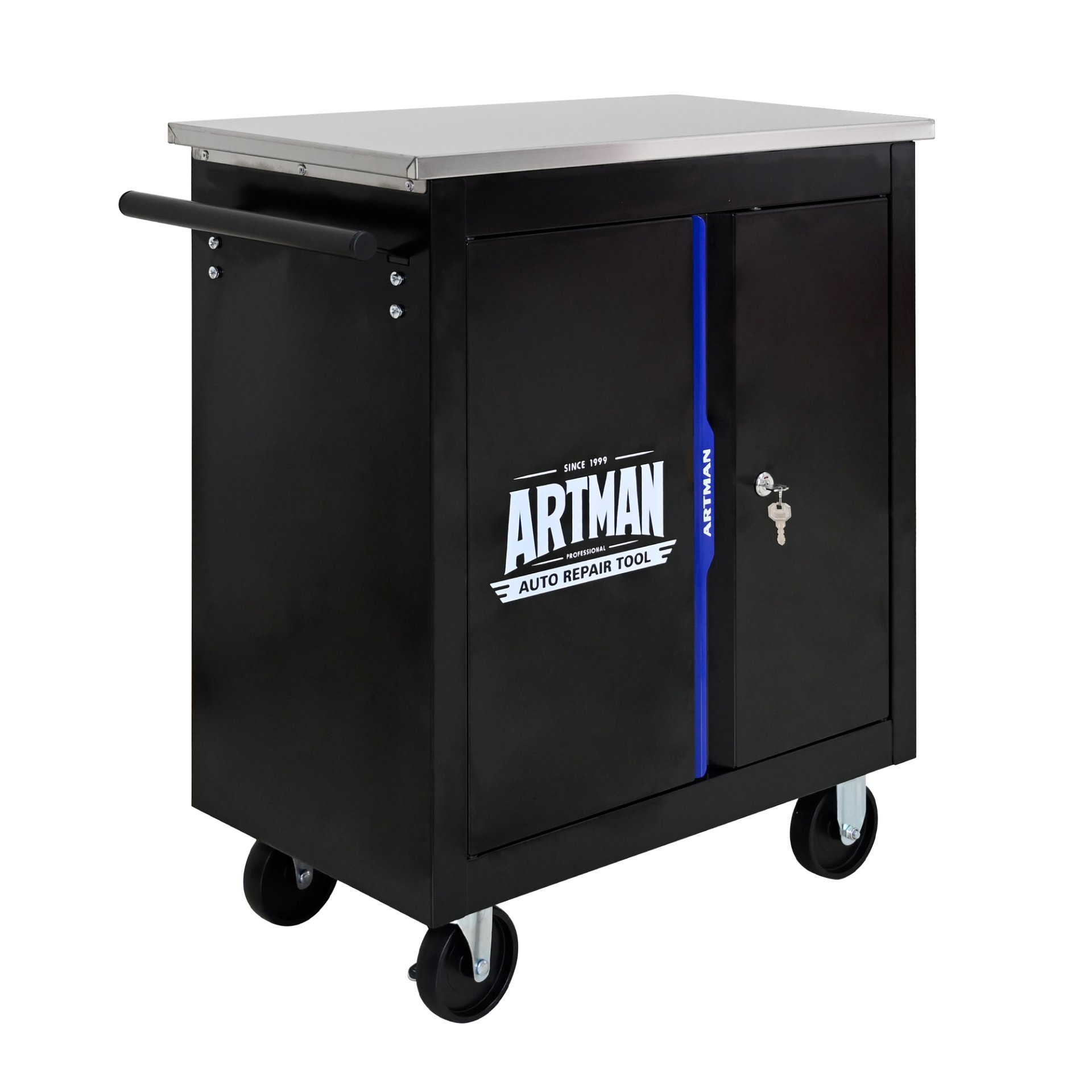Movable Lockable Double Door Partition With Lock Multi Functional Hardware Storage Tool Car Auto Repair Locker - Black / Blue - Image 10