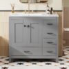 Bathroom Vanity With Sink Combo, Abundant Storage Cabinet With 2 Soft Close Doors And 5 Drawers - Gray - Image 2