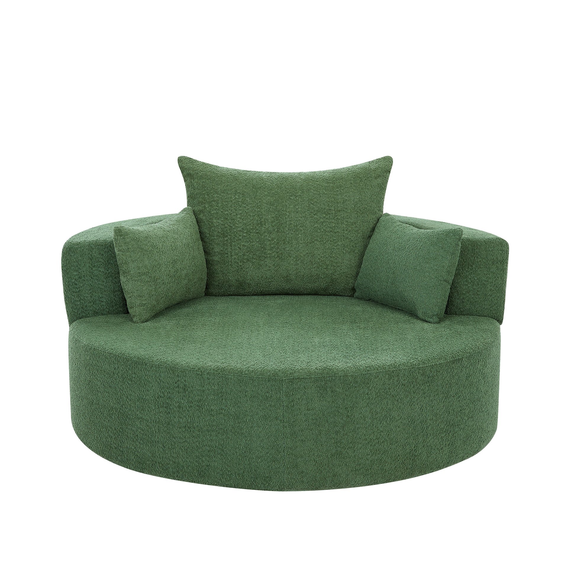 360° Swivel Chair Accent Barrel Chair Swivel Round Sofa Chair With 3 Removable Pillows For Living Room, Office And Hotel - Green - Image 16