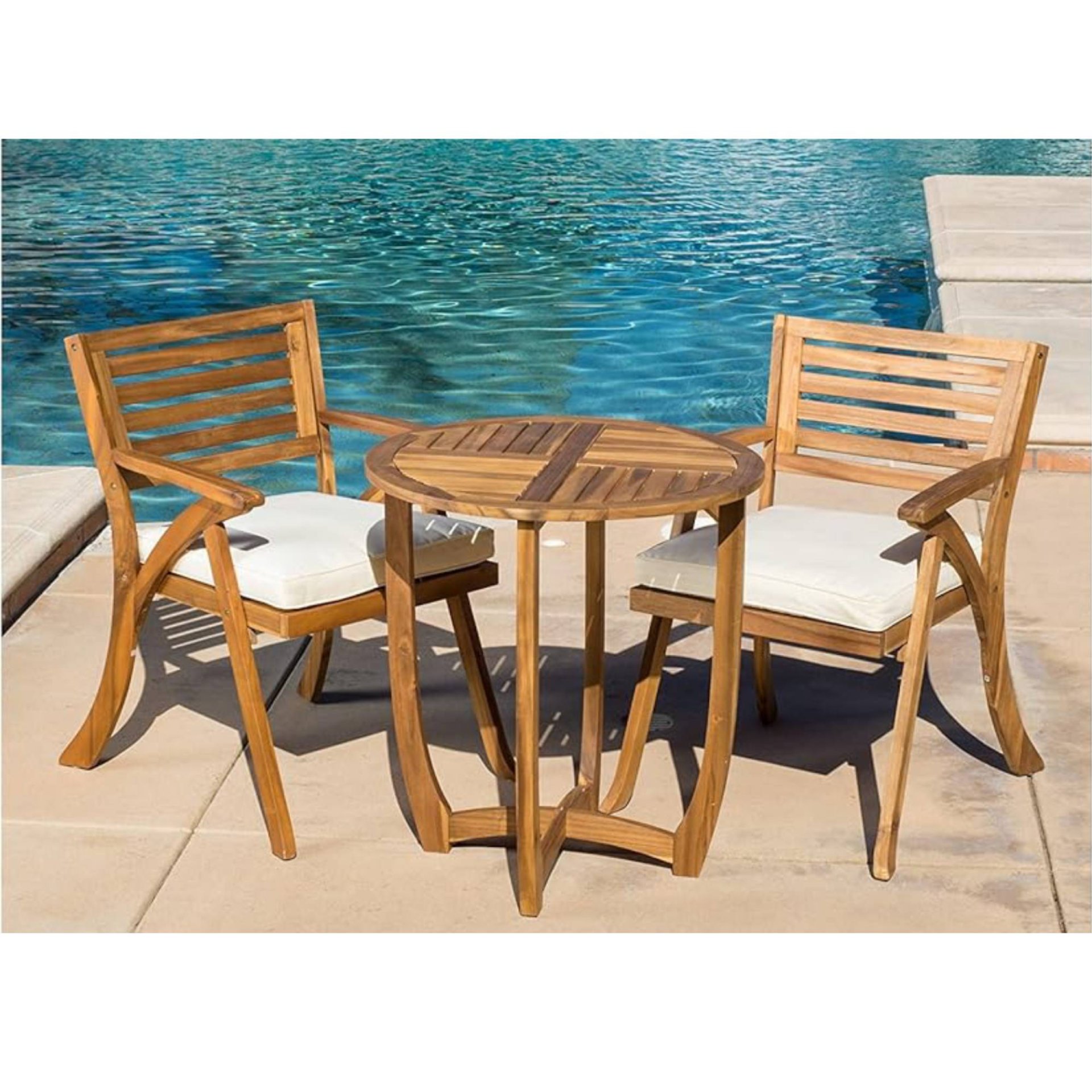 Outdoor Dining Set With Coffee Table And 2 Chairs - Teak - Image 2