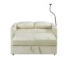 Modern Loveseat Pull Out Sofa Bed With Adjustable Backrest, Two Cup Holders, A Phone Holder, Three Charging Ports And Side Storage Pockets For Living Room - Beige - Image 17