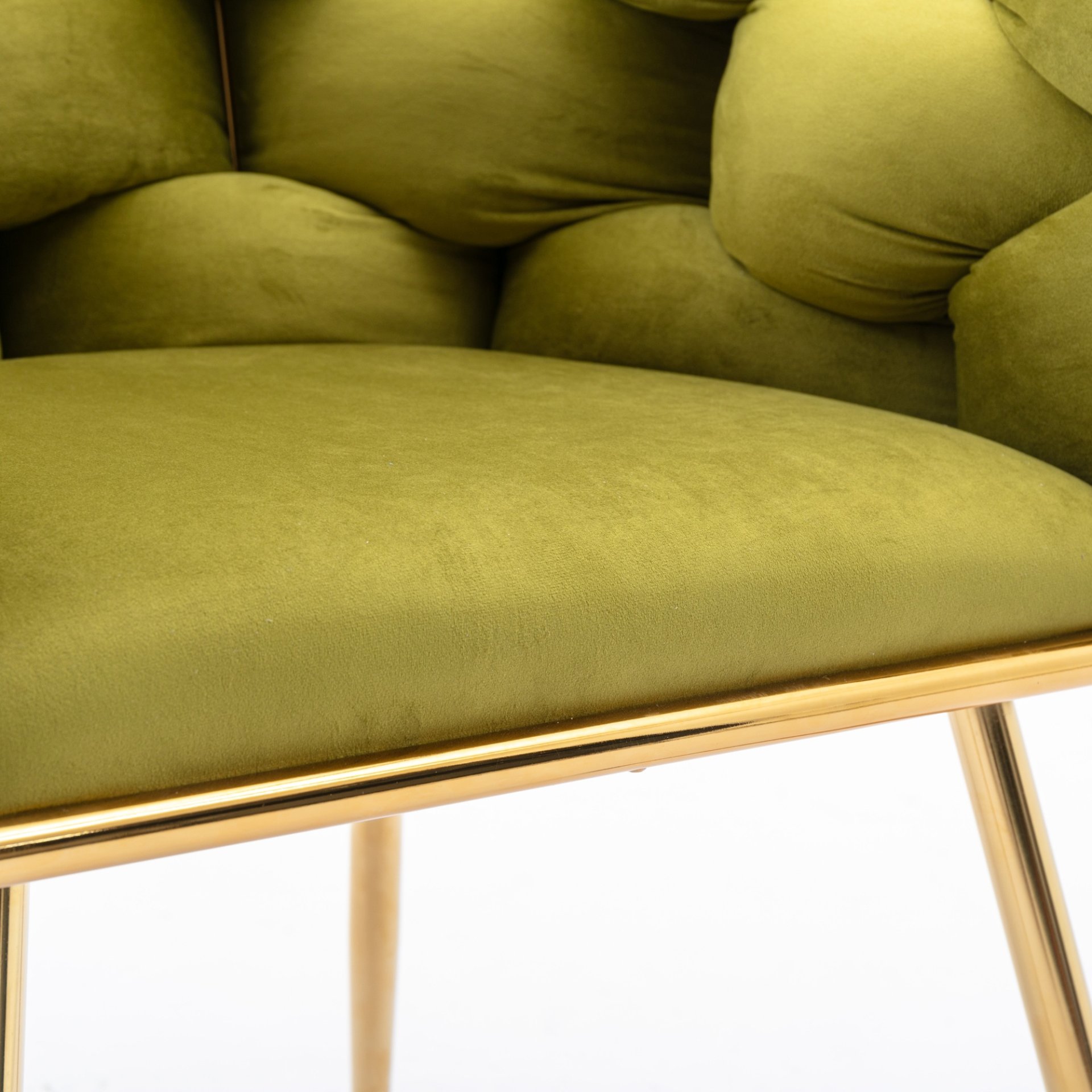 Luxury Modern Simple Leisure Velvet Single Sofa Chair Bedroom Lazy Person Household Dresser Stool Manicure Table Back Chair (Set of 2) - Olive Green - Image 7
