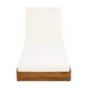 Premium Acacia Wood Lounge Chaise Set With Water Resistant Cushions, Adjustable Recline - Cream / Teak - Image 11