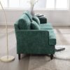 Mid Century Modern Chenille Fabric Loveseat Sofa, 2 Seat Upholstered Couch With Wood Feet - Emerald - Image 8