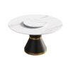 53" Modern Artificial Stone Round Carbon Steel Base Dining Table, Can Accommodate 6 People, Artificial Stone Turntable - White / Black - Image 5