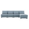 Oversized Deep Seat Sectional Sofa With Reversible Chaise, Loop Yarn Fabric 5 Seat Armless Indoor Furniture, Convertible L-Shaped Couch - Blue - Image 19