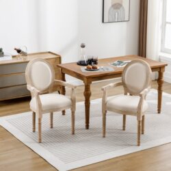 French Style Solid Wood Dining Chair (Set of 2) - Cream