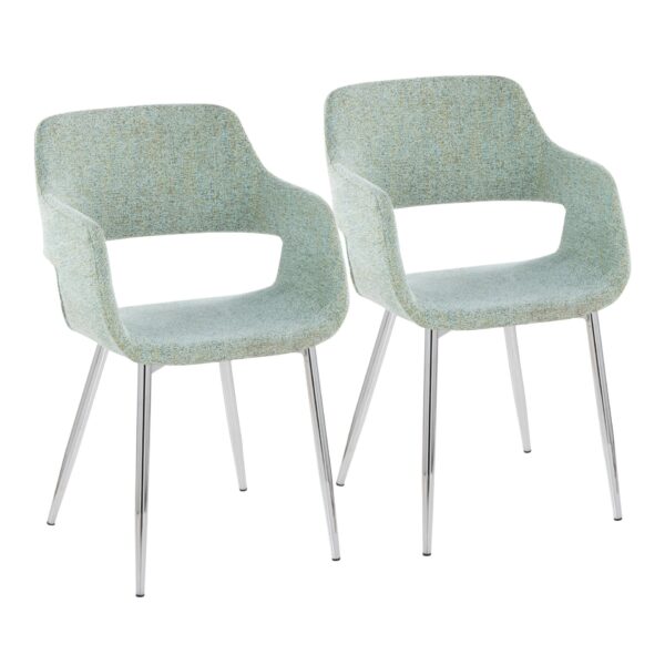 Margarite - Contemporary Dining / Chair (Set of 2) - Chrome / Light Green