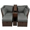 2 Seater Outdoor Patio Daybed Outdoor Double Daybed Outdoor Loveseat Sofa Set With Foldable Awning And Cushions For Garden, Balcony, Poolside - Gray - Image 12