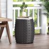Outdoor End Table With Outstanding Studded Design - Matte Black - Image 9