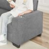 Modern Snowfleece Fabric 3 Seater Sofa With Cup Holders - Gray - Image 12