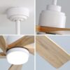Indoor Ceiling Fan With Dimmable Led Light 5 Solid Wood Blades Remote Control Reversible Dc Motor With Smart App Control - White - Image 7