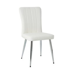 Modern Dining Chair (Set of 4), Cloth Upholstered, Electroplated Metal Legs, Versatile For Home Use - White