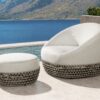 Willow - Round Upholstered Patio Ottoman - Beige - Image 2