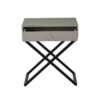 Koda - Wooden End Side Table Nightstand With Glass Top, Drawer And Metal Cross Base - Taupe - Image 3