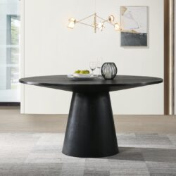 Jasper - Wide Contemporary Round Dining Table - Black