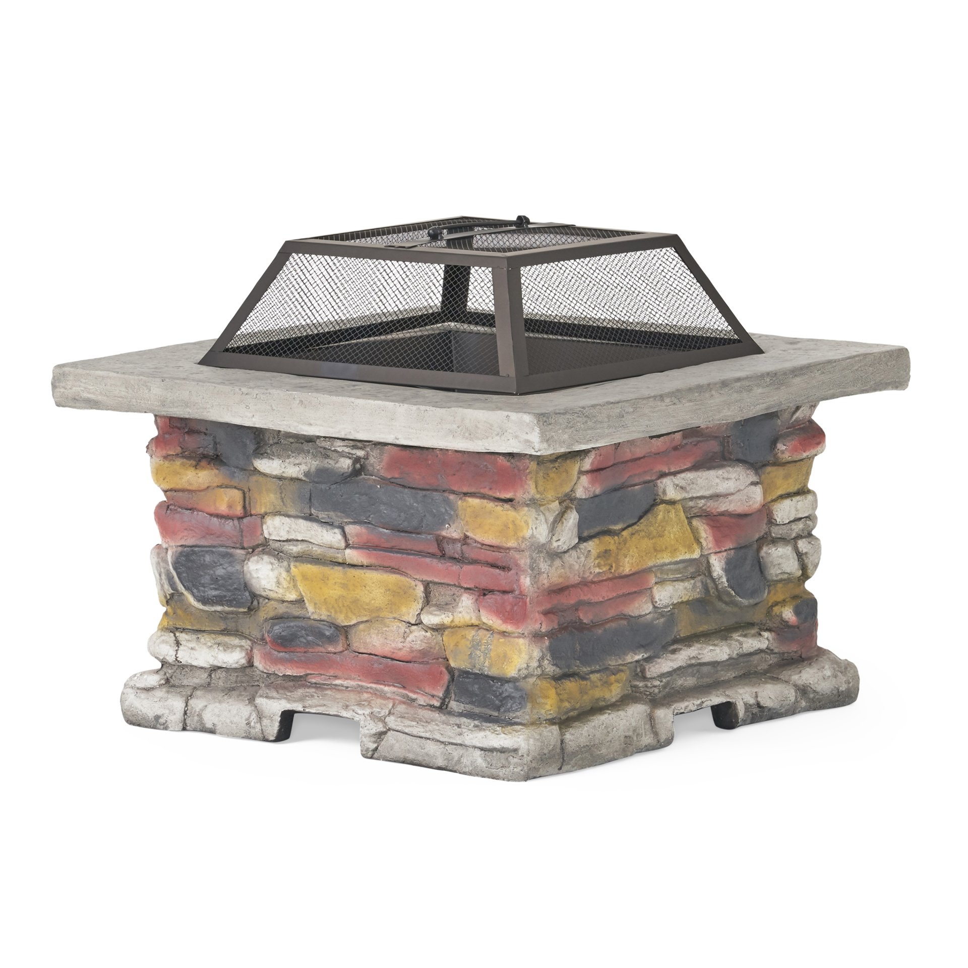 Outdoor Wood Bruning Magnesium Oxide Fire Pit With Lid - Stone Gray - Image 6
