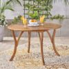 Hermosa - Outdoor Acacia Wood Table Circular Design - Teak - Image 4