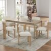 Mid Century Modern 7 Piece Dining Set With Upholstered Armless Chairs And Wood Dining Table - Beige / Natural / Brown - Image 2