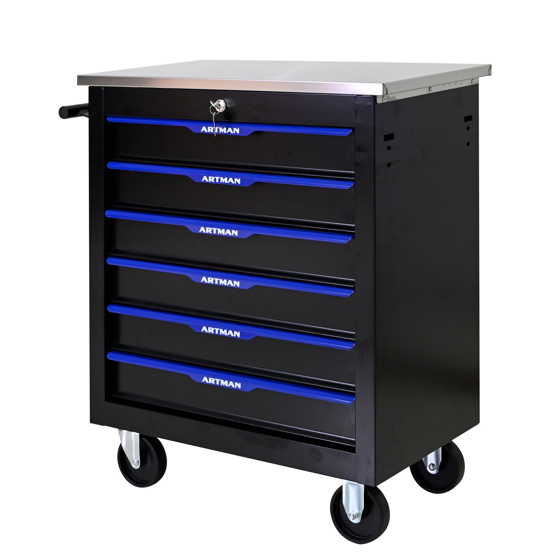 6 Drawer Multifunctional Tool Cart With Wheels - Black / Blue - Image 11