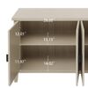 4 Door Sideboard, Carved Sideboard Buffet Cabinet With Storage, Modern Coffee Bar Cabinet With Adjustable Shelf For Living Room, Dining Room, Kitchen - Natural - Image 7
