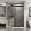 Double Sliding Glass Shower Door Aluminum Framed Enclosure Sgcc Clear Tempered Glass - Matte Black - Image 4