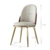 Modern Dining Chairs (Set of 2) With Gold Metal Legs - Beige - Image 3