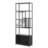 82.7" Industrial Standing Wine Rack With Glass Rack Tall Freestanding Floor Bar Cabinet - Walnut / Black - Image 15