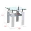 Clear Glass Top Side Table, End Table, Modern Design For Home - White - Image 3