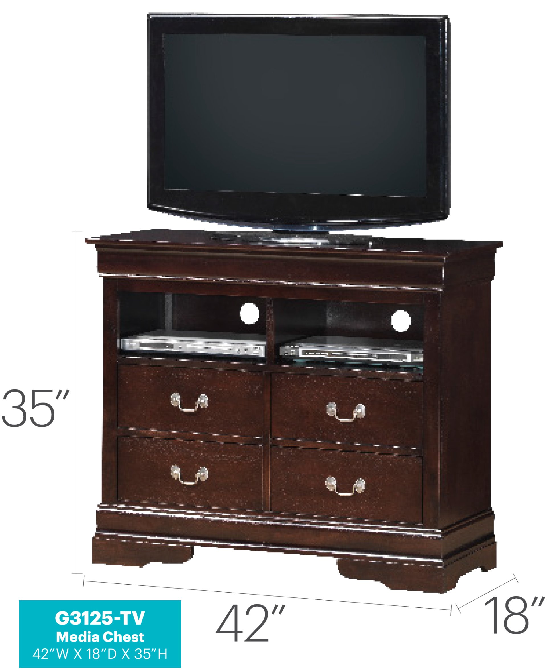 TV Media Chest Traditional Style - Cappuccino - Image 2