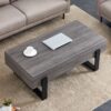 Rustic Wood Grain Coffee Table With Black Metal Legs Elegant Natural Wood Tones - Gray - Image 5