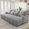 Oversized U - Shaped Sofa Versatile Sectional Sofa Pull Out Sofa Bed With Double Storage Chaise Lounges And 2 USB Ports For Living Room - Gray - Image 2