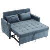 Loveseat Sofa Pull Out Sofa Bed Sleeper Sofa With A Reversible Backrest Cushion, Side Pockets, 2 USB Ports And A Phone Holder For Living Room - Blue - Image 18