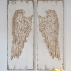 Feather Wing Wall Panels With Distressed, Rectangle Hanging Wall Art (Set of 2) - Multicolor