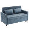 Loveseat Sofa Pull Out Sofa Bed Sleeper Sofa With A Reversible Backrest Cushion, Side Pockets, 2 USB Ports And A Phone Holder For Living Room - Blue - Image 16