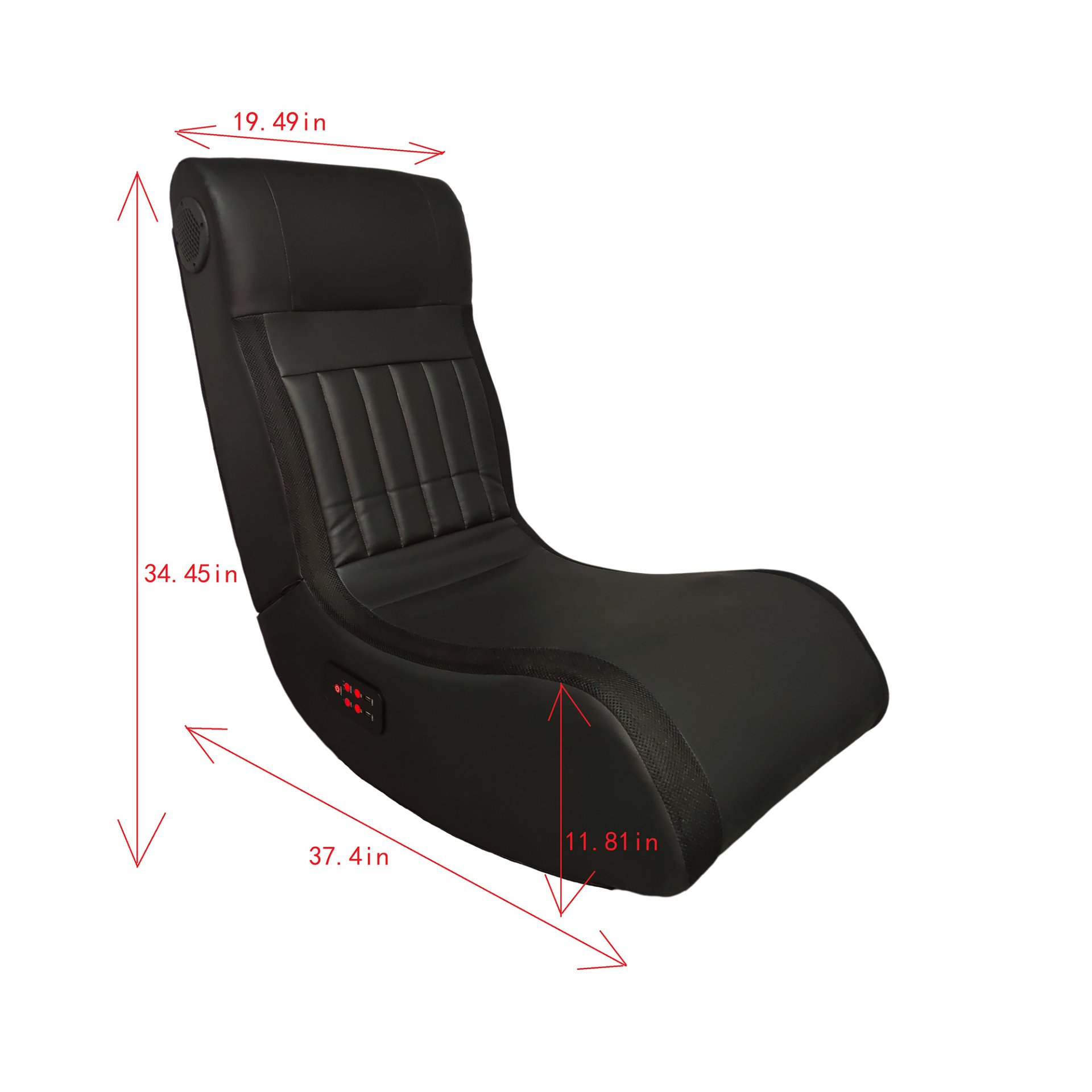 Foldable Gaming Chair With Onboard Speakers, LED Strip Lighting, Bluetooth, Vibration Massage, USB Charging Port - Black - Image 3