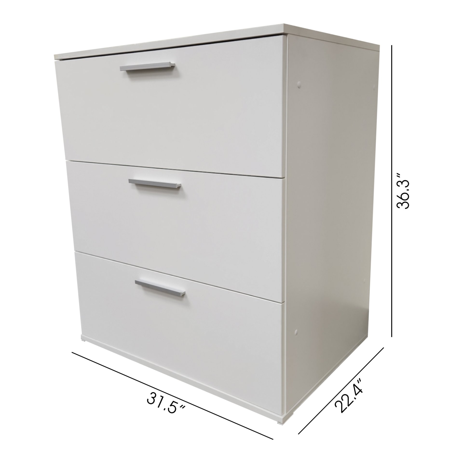 Morgan - 3 Drawer Modular Jumbo Chest In Wood Transformable Storage Solution - White - Image 3