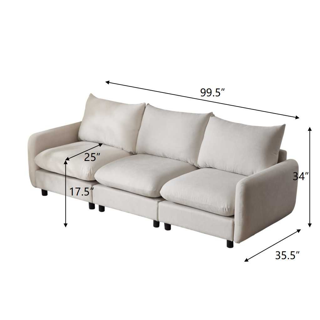 3 Piece Modular Free Combination Sectional Sofa Couch - White - Image 10