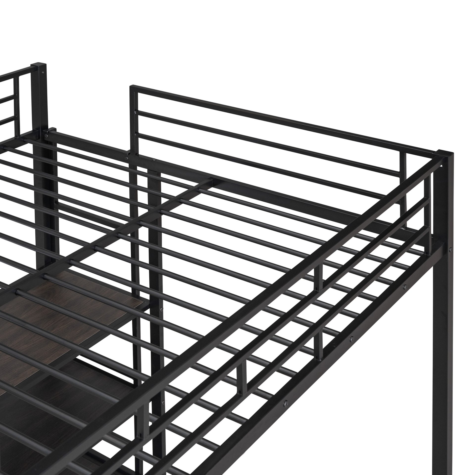 Full Size Loft Bed With Desk And Whiteboard, With 3 Shelves And Ladder - Black - Image 10