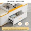 Lift Top Coffee Table With 4 Storage Stools, Multi Functional Adjustable Coffee Table For Living Room - White - Image 12