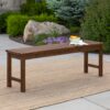Modern Slat Top Solid Wood Patio Bench - Dark Brown - Image 6