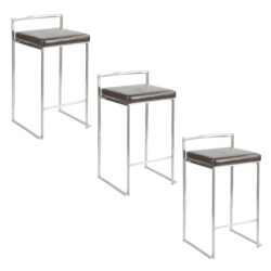 Fuji - Contemporary Stackable Counter Stool (Set of 3) - Brown