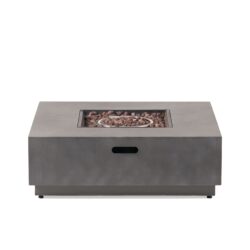 Modern Square Iron Fire Pit 50, 000 Btu - Stone Gray
