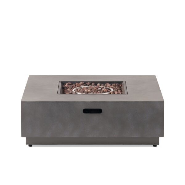 Modern Square Iron Fire Pit 50, 000 Btu - Stone Gray
