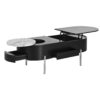Lift Top Coffee Table With 360 Degree Marble Patterned Rotating Tray, Hidden Compartment, Partially Assembled Wooden Center Table, Modern Oval Lift Tabletop For Home Living Room - Black - Image 12