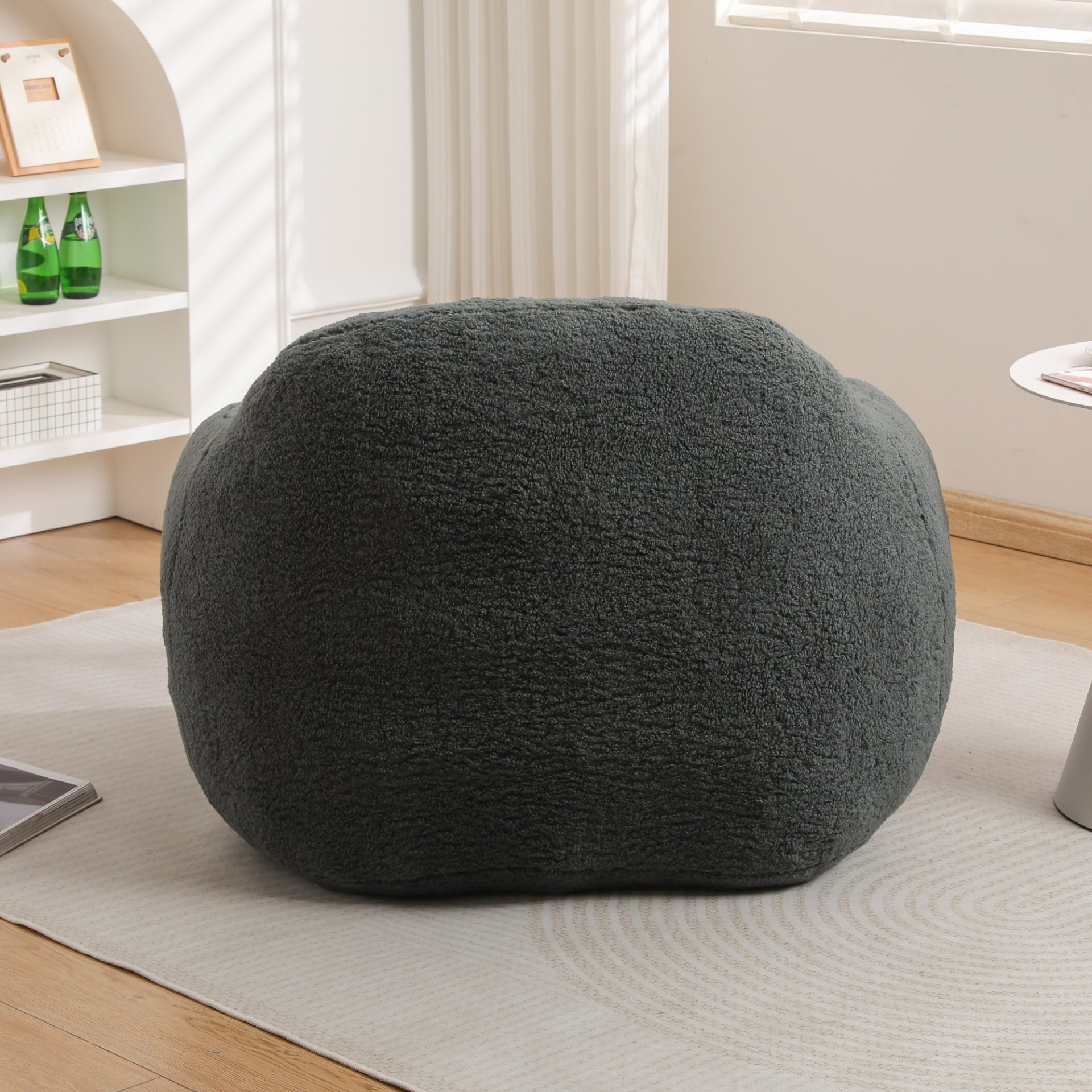Giant Bean Bag Chair For Adults, Spacious Memory Foam Bean Bag Sofa With Armrests Teddy Fabric, Comfy Seating For Living Room Or Bedroom - Light Grayish Green - Image 6